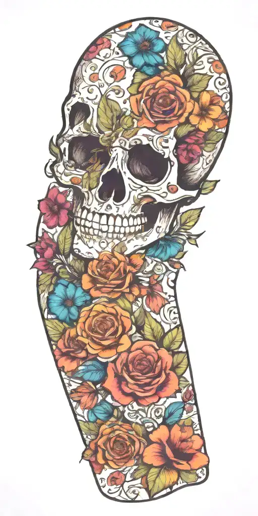 Botanical Skull Sleeve