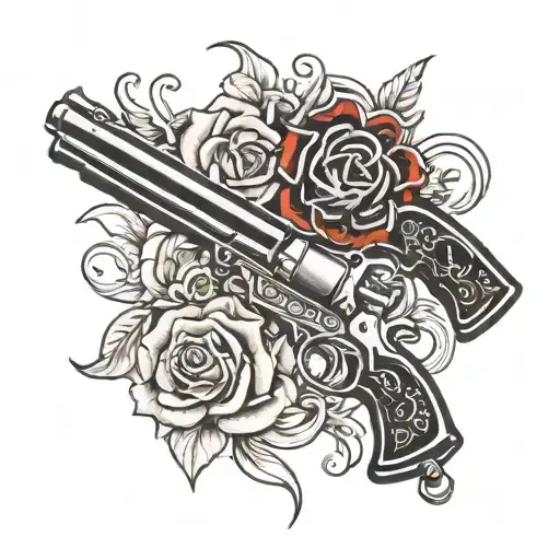 Black And Red Western Leather Guns Roses
