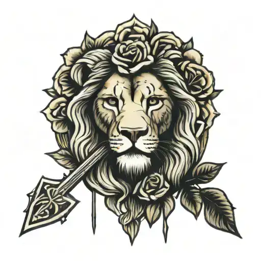 Lion Cross Jesus Roses