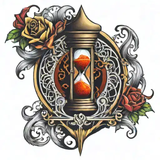 Hourglass Surrounded By Dark Patterns And Tenticles