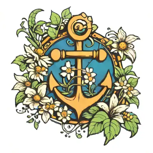Anchor With Daisys And Shamrocks