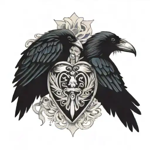 Raven Chest Piece Tattoo Showcasing Their Love Each Other