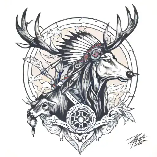 Native American And Deer Hunting