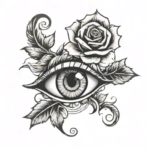 Eye In Detailed Rose Intertwined