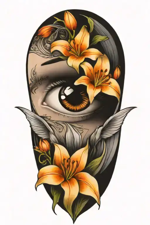 Beautiful Woman Eye White Lily