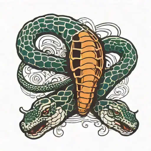 Cobra Snake Wraped On Leg Shin