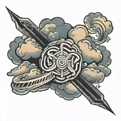 Band Tattoo Cloud With Lighting On Arm