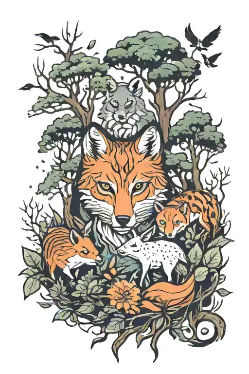 Animals In A Forest