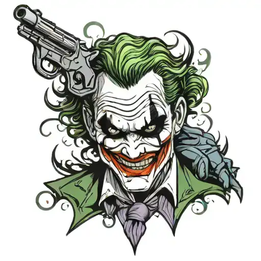 Tattoo For Men Of The Joker In The Dark Night Who Smiles While Putting A Gun To His Head