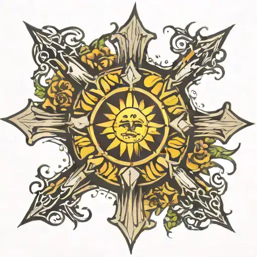 Cross With A Sun And A Thorn Crown