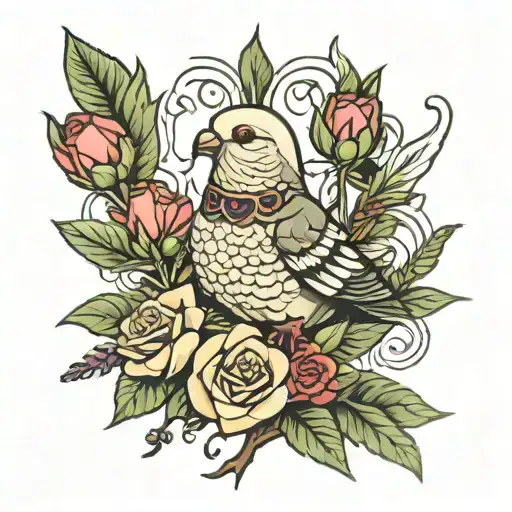 Valknut Roses Dove With Olive Branch