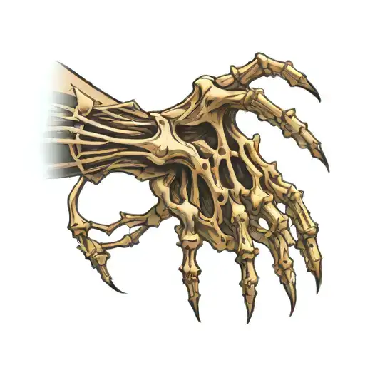 Skeleton Hand Grabbing Back Of Someone's Neck Tattoo The Arm Coming From Down The Spine