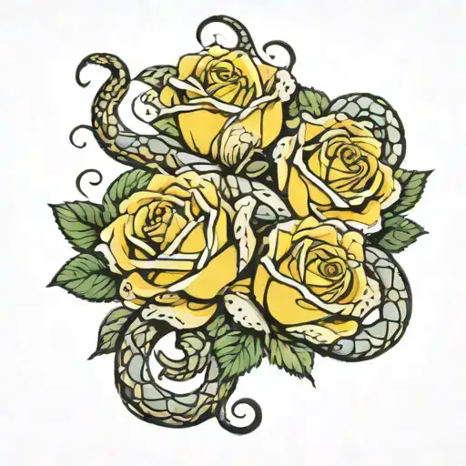 Yellow Rose Wit Two Rattle Snake Rattles