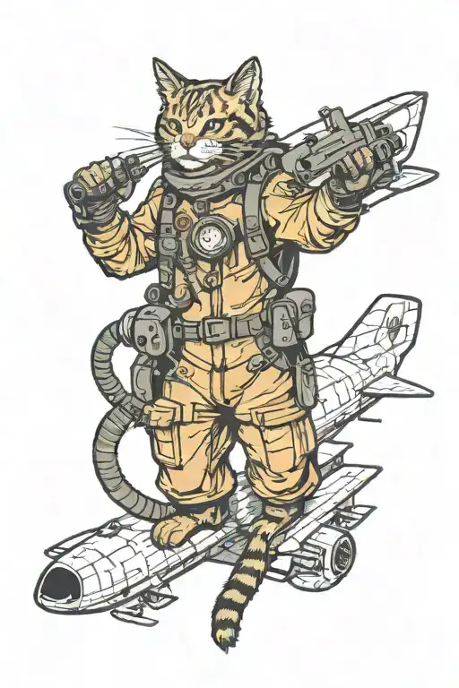 Cat In A Pilot Suit Playing With An Aircraft