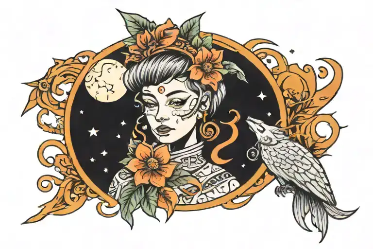 Nanna With Neon Moon Behind