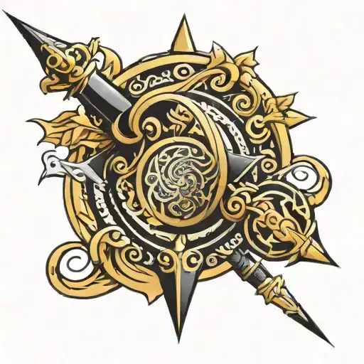 Black Spear With Gold Spiral