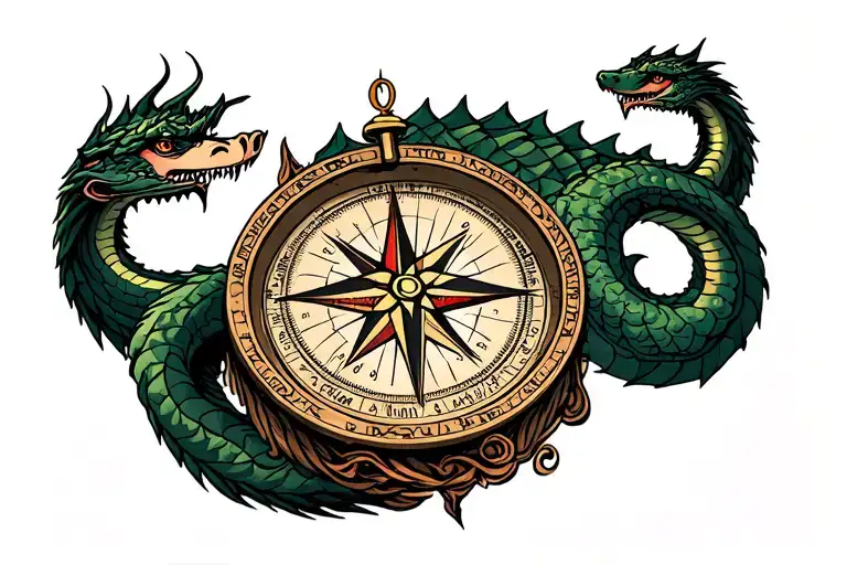Vegvisir Compass Surrounded By Jormungandr