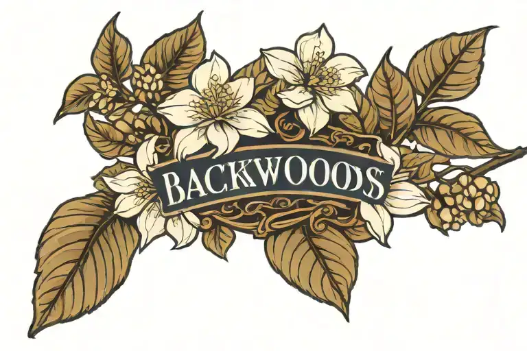 Dark Blue Backwoods Cigars Logo With Magnolias Growing Along It