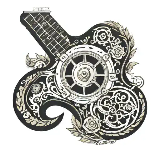 A Letter In Guitar Shape With Car Wheel