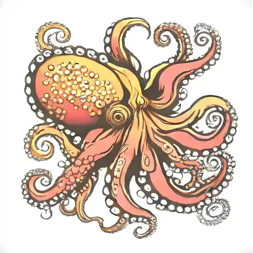 Octopus With The Tip Of 4 Tentacles Forming Letters E G D L