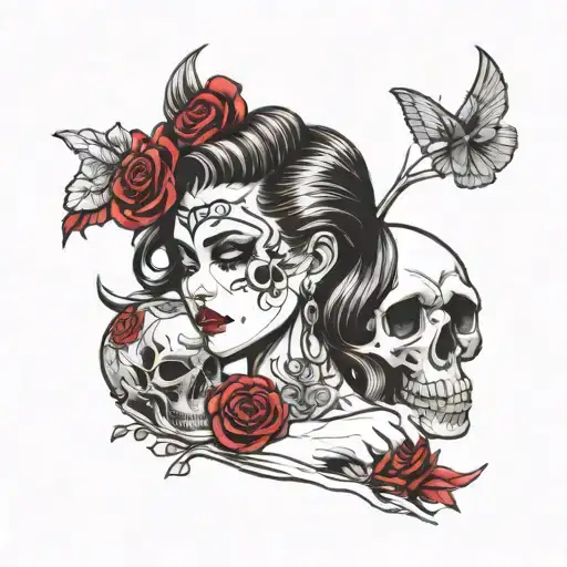 Sexy Woman And Skull