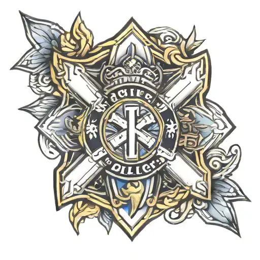 Police Badge Ems Star Of Life Intertwined