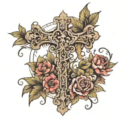 Cross With Nature And Kids Playing