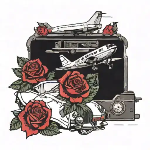 Roses With And Airplane And Porsche 911