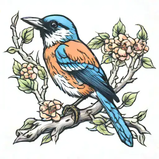 Jay Bird Sitting On A Branch