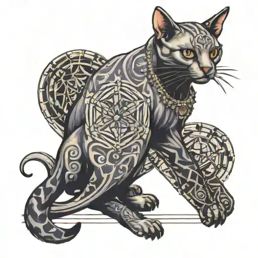 Metatrons Cube Hairless Cat With Piercings