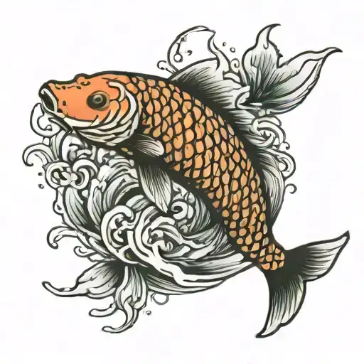 Koi Fish Swimming Downstream