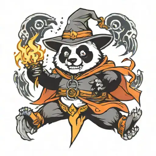 Wizard Panda Shooting Lightning Bolts