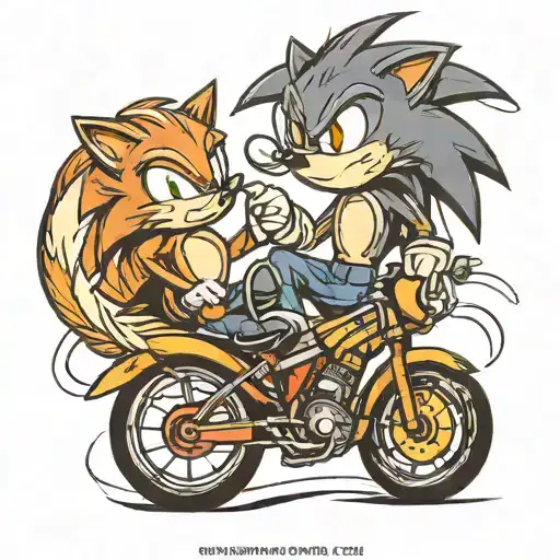 Sonic And Tails Biking Dark