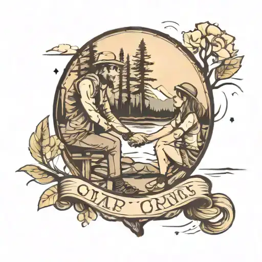 Camping Couple Holding Hands