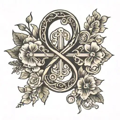 Infinity Symbol Made With 10 Flowers And Sideways Cross