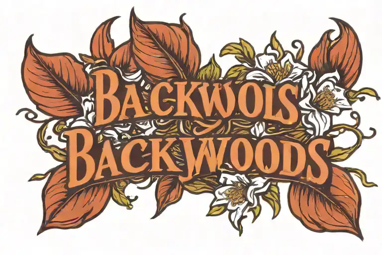 Dark Blue Backwoods Logo With Long Live As The Text And Magnolias Growing Along It