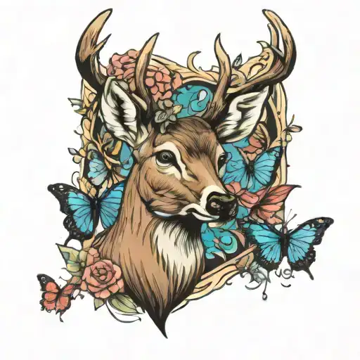 Deer And Butterfly