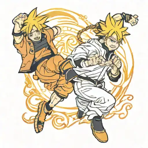 Naruto Goku Fighting Mid Air