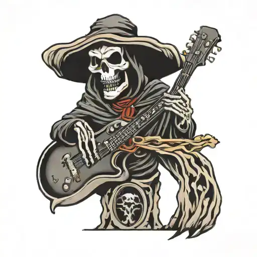 Grim Reaper Playing Guitar In A Graveyard