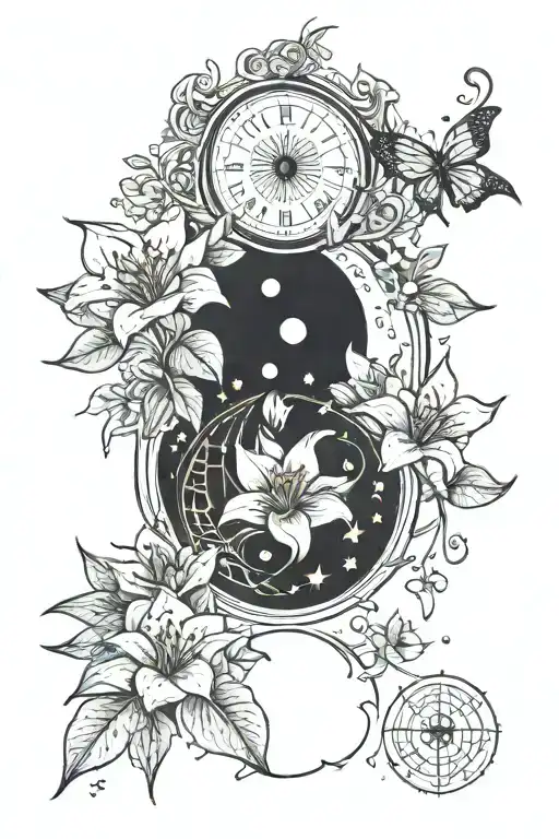 Lillies And Triple Moon Phases