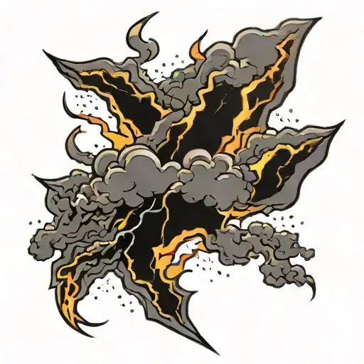 Blackout Tattoo With Thunder Clouds And Lightning