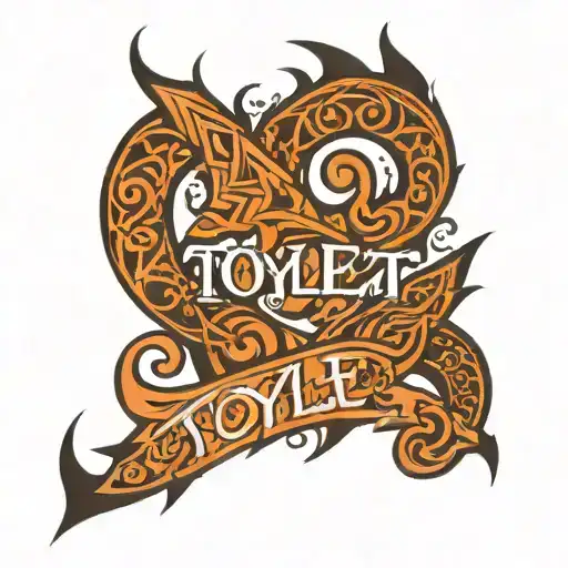 Tribal Tattoo With The Word 'Toylet'