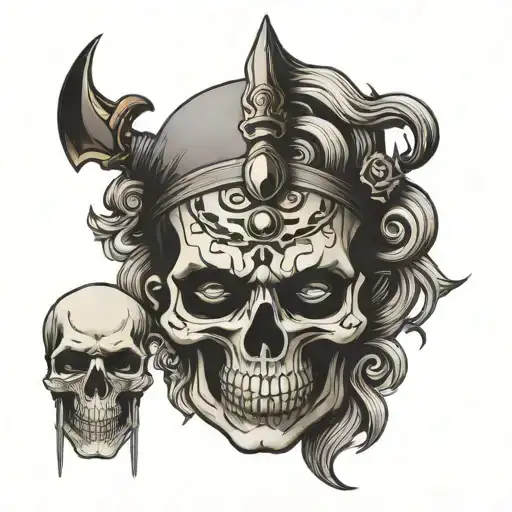 Skull Face With Third Eye Symbol