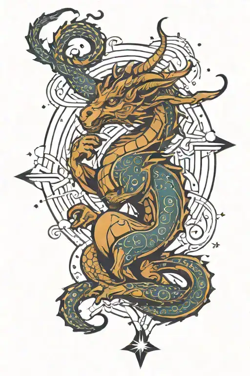 Aries Constellation Tattoo Design Featuring A Dragon