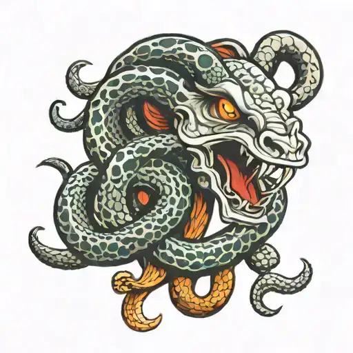 A Snake Strangling A Bull By The Neck