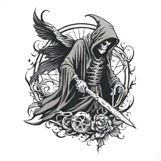 Grim Reaper With Raven Scythe