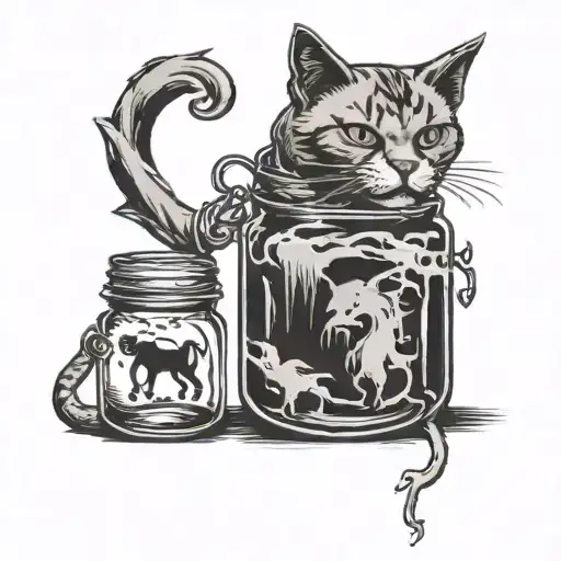 Moonshine Jar With A Cat Head Coming Out Of It