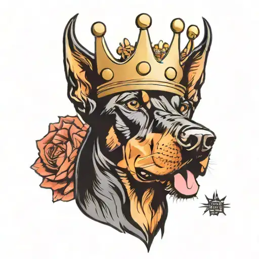 Doberman With A Crown On Its Head