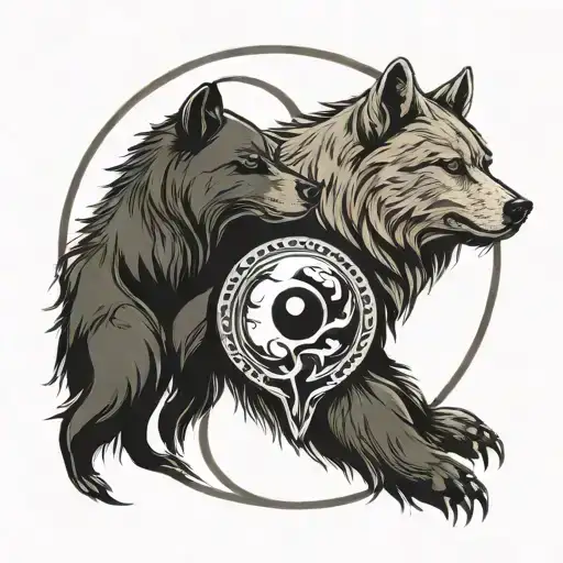 Ying And Yang Bear And Wolf