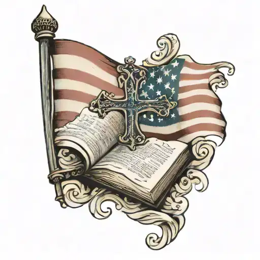 American Flag With Bible Scripture